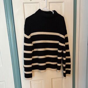 Stockholm Atelier Black and Cream Striped Sweater